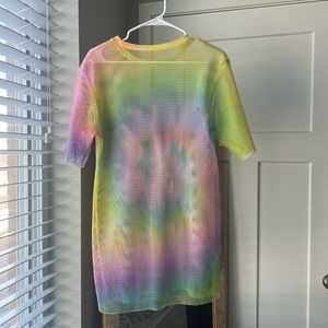 Tie-Dye Mesh Festival Tshirt Dress